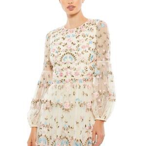 Mac Duggal 35111 Bishop Sleeve Embroidered Dress - Size 12 - NWT